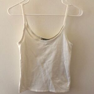 White Fitted Camisole with Scoop Neck and Spaghetti Straps